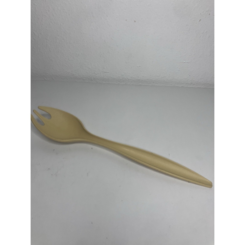 Vintage Tupperware Salad Serving Fork Spoon Spork Harvest Gold Retro